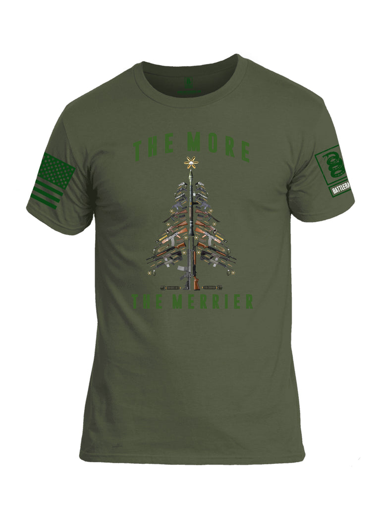 Battleraddle The More The Merrier Green Sleeve Print Mens Cotton Crew Neck T Shirt