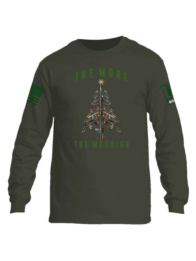 Battleraddle The More The Merrier Green Sleeve Print Mens Cotton Long Sleeve Crew Neck T Shirt
