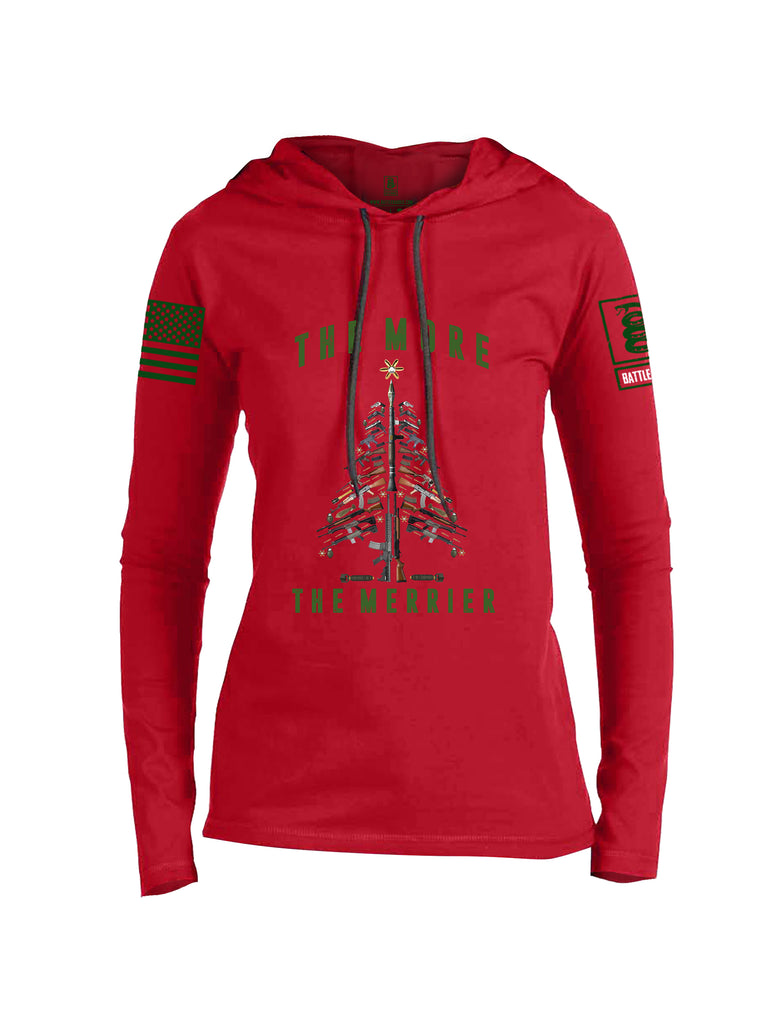 Battleraddle The More The Merrier Green Sleeve Print Womens Thin Cotton Lightweight Hoodie
