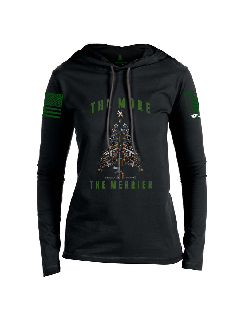 Battleraddle The More The Merrier Green Sleeve Print Womens Thin Cotton Lightweight Hoodie