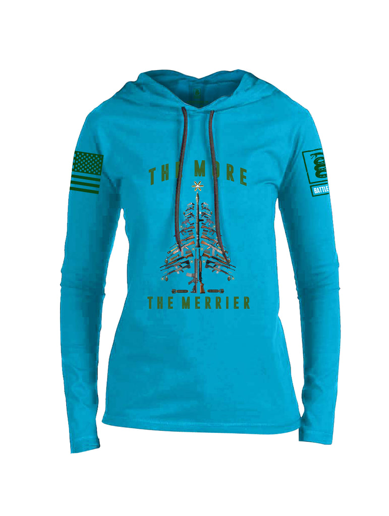 Battleraddle The More The Merrier Green Sleeve Print Womens Thin Cotton Lightweight Hoodie