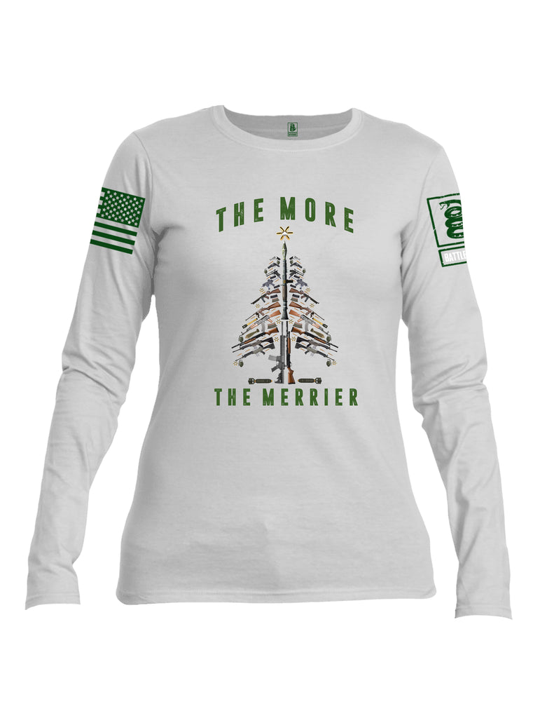 Battleraddle The More The Merrier Green Sleeve Print Womens Cotton Long Sleeve Crew Neck T Shirt