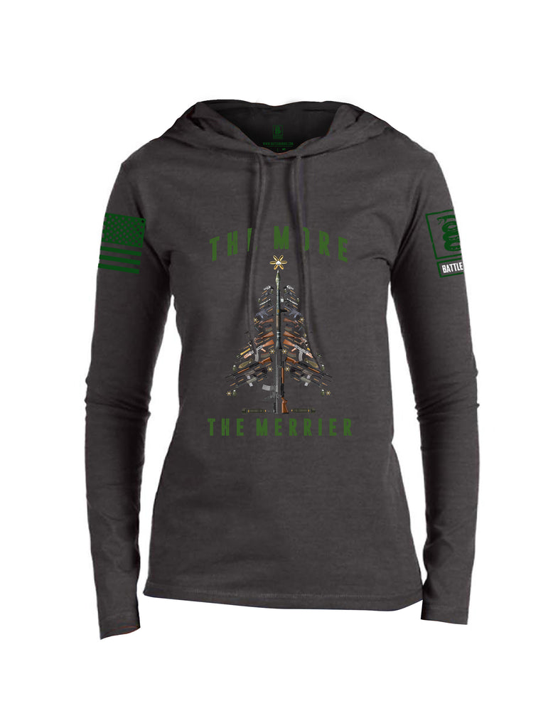 Battleraddle The More The Merrier Green Sleeve Print Womens Thin Cotton Lightweight Hoodie