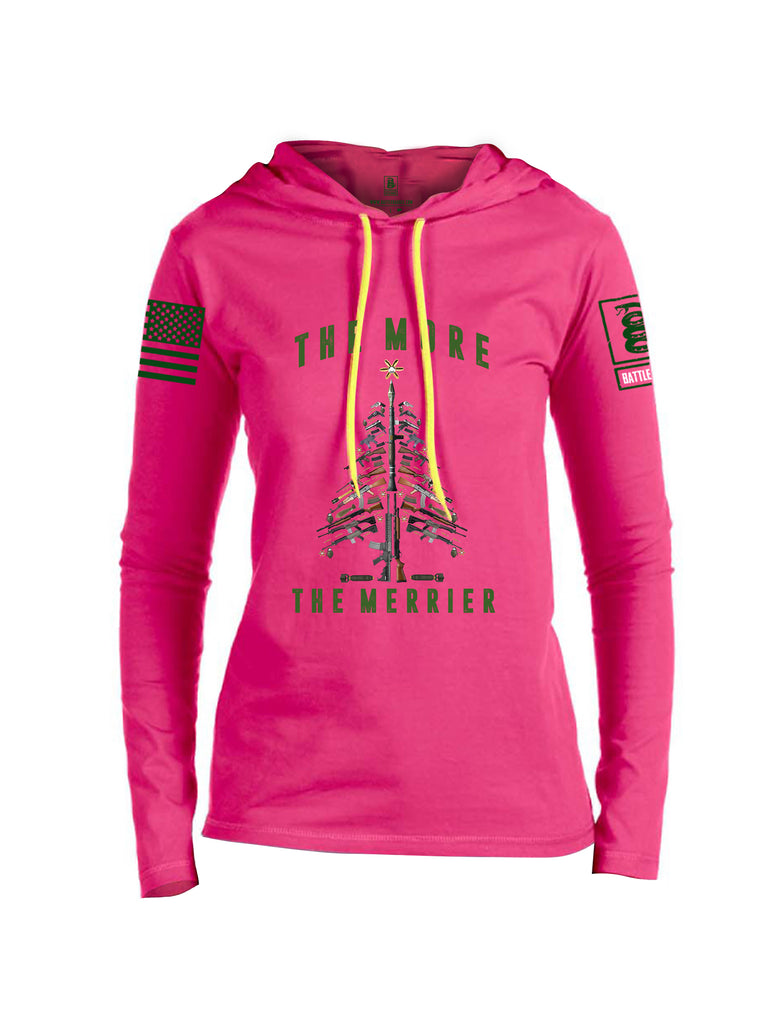 Battleraddle The More The Merrier Green Sleeve Print Womens Thin Cotton Lightweight Hoodie