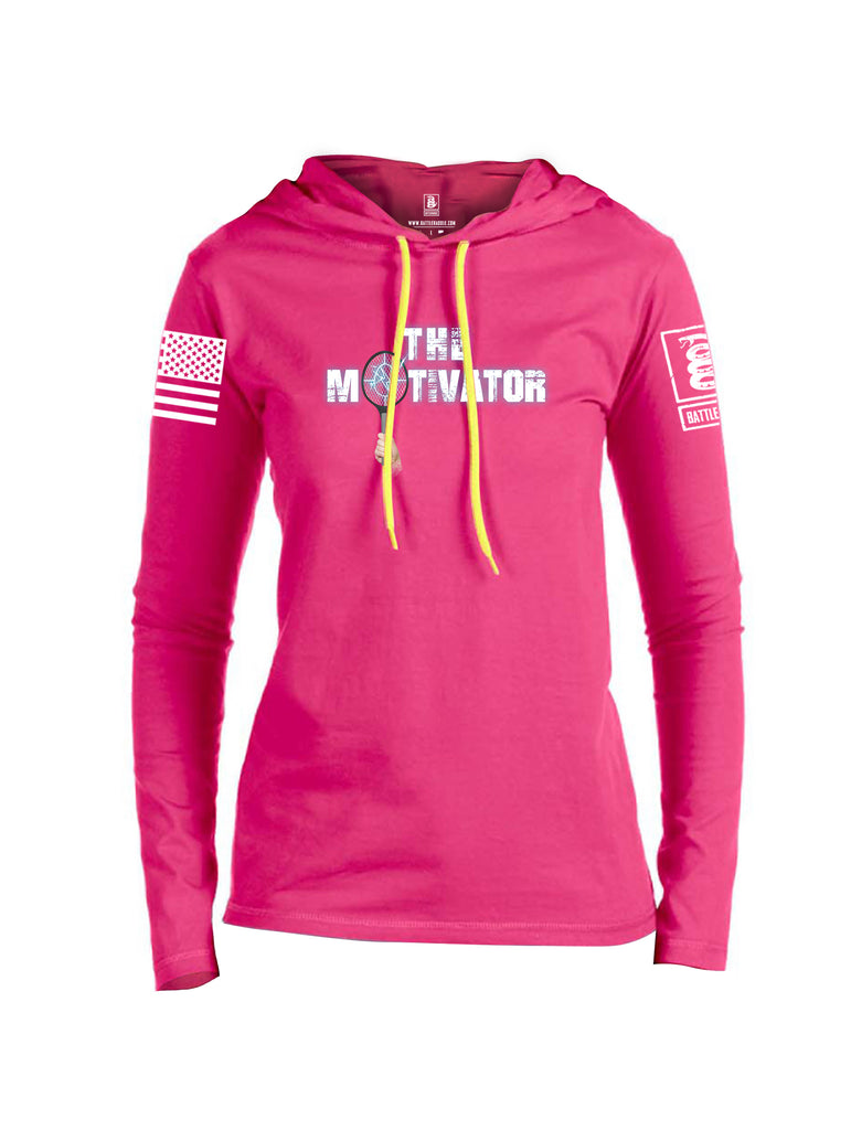 Battleraddle The Motivator White Sleeve Print Womens Thin Cotton Lightweight Hoodie