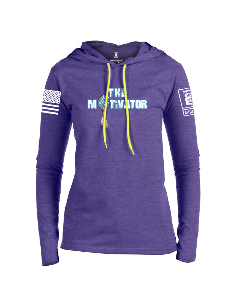 Battleraddle The Motivator White Sleeve Print Womens Thin Cotton Lightweight Hoodie