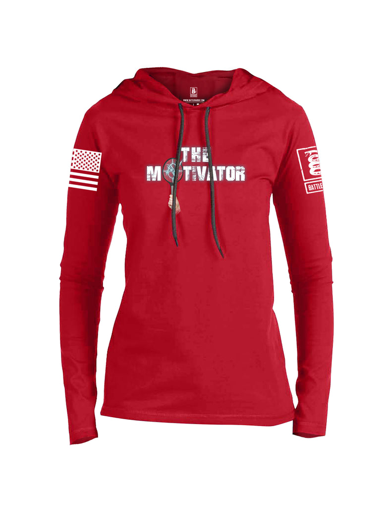 Battleraddle The Motivator White Sleeve Print Womens Thin Cotton Lightweight Hoodie