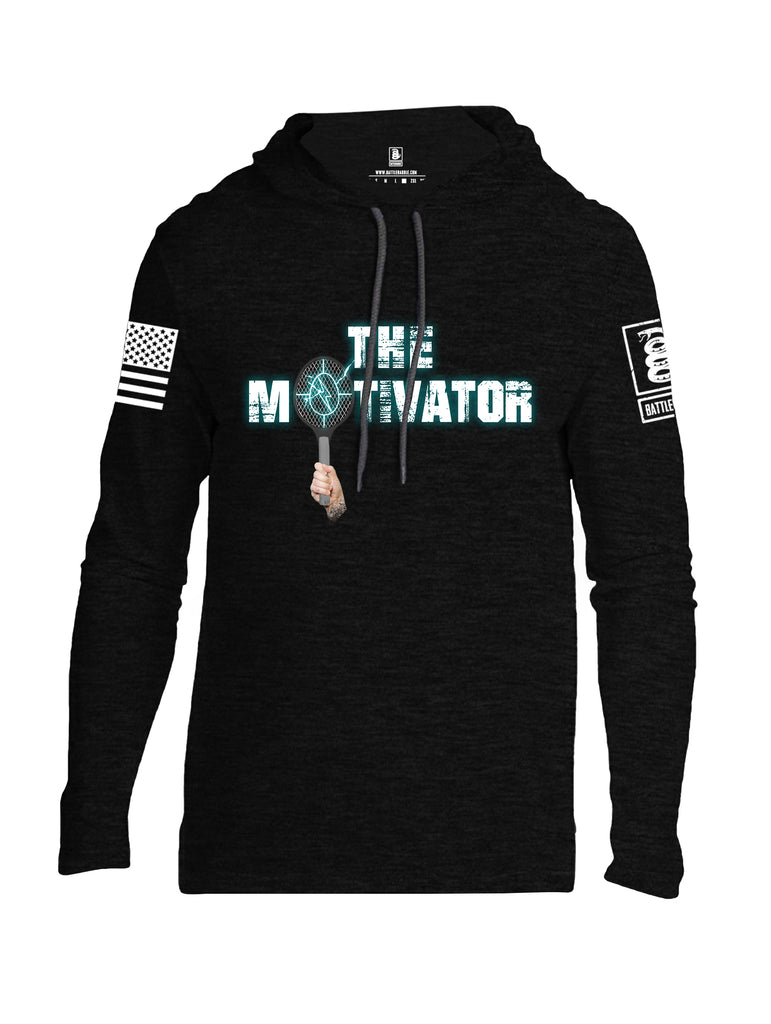 Battleraddle The Motivator White Sleeve Print Mens Thin Cotton Lightweight Hoodie