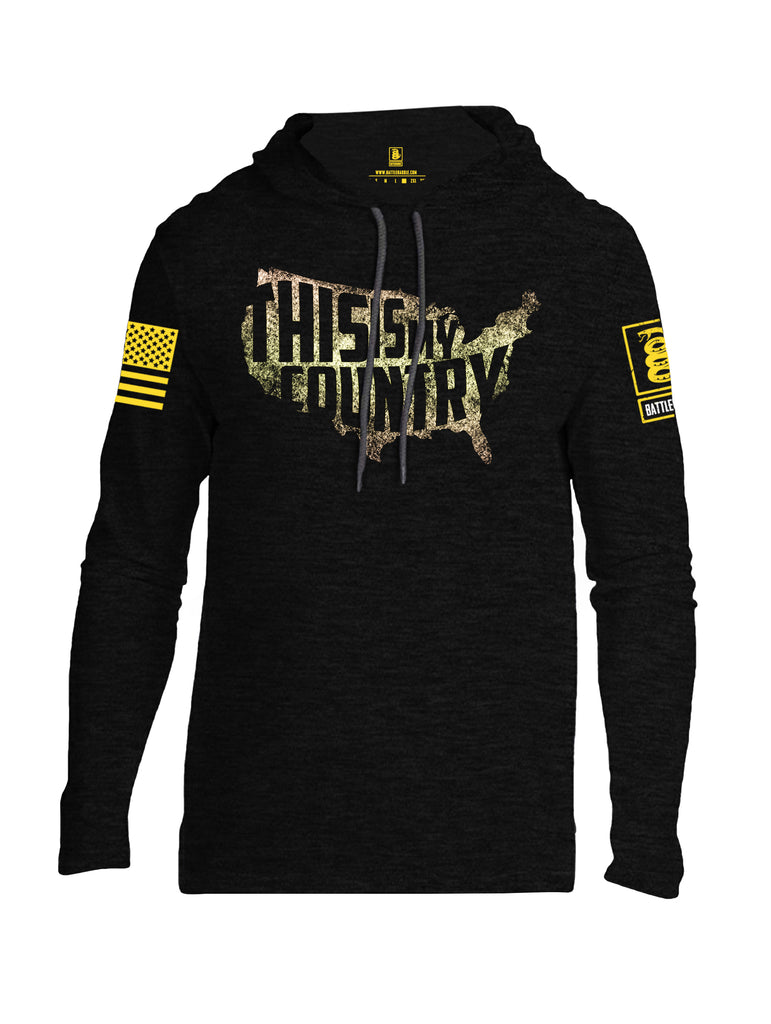 Battleraddle This Is My Country Yellow Sleeve Print Mens Thin Cotton Lightweight Hoodie