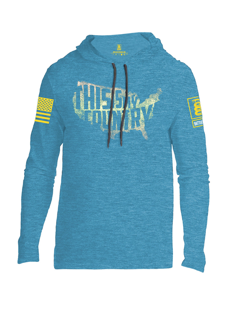Battleraddle This Is My Country Yellow Sleeve Print Mens Thin Cotton Lightweight Hoodie