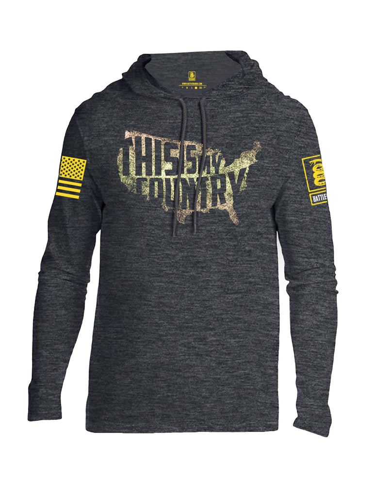 Battleraddle This Is My Country Yellow Sleeve Print Mens Thin Cotton Lightweight Hoodie