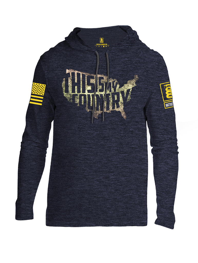 Battleraddle This Is My Country Yellow Sleeve Print Mens Thin Cotton Lightweight Hoodie