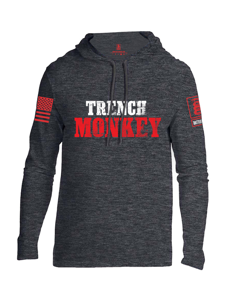 Battleraddle Trench Monkey Red Sleeve Print Mens Thin Cotton Lightweight Hoodie
