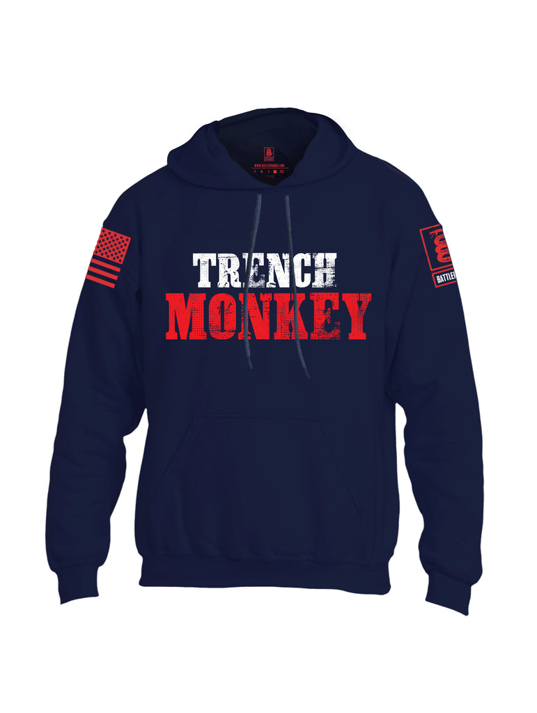 Battleraddle Trench Monkey Red Sleeve Print Mens Blended Hoodie With Pockets