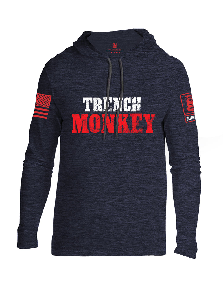 Battleraddle Trench Monkey Red Sleeve Print Mens Thin Cotton Lightweight Hoodie