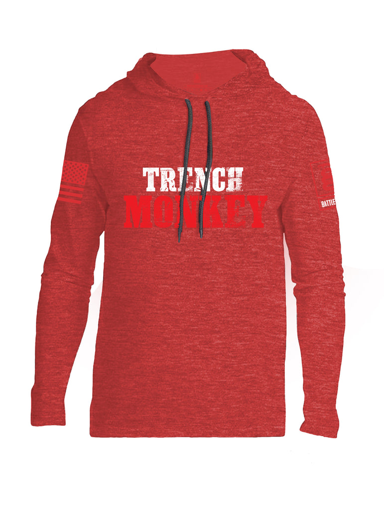 Battleraddle Trench Monkey Red Sleeve Print Mens Thin Cotton Lightweight Hoodie