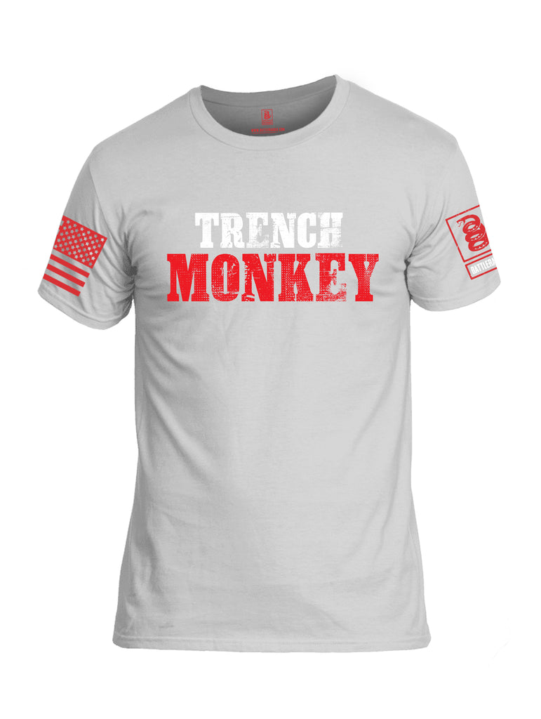Battleraddle Trench Monkey Red Sleeve Print Mens Cotton Crew Neck T Shirt