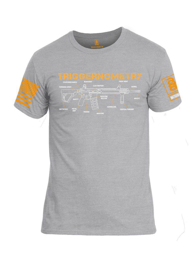 Battleraddle Triggernometry Orange Sleeve Print Mens Cotton Crew Neck T Shirt