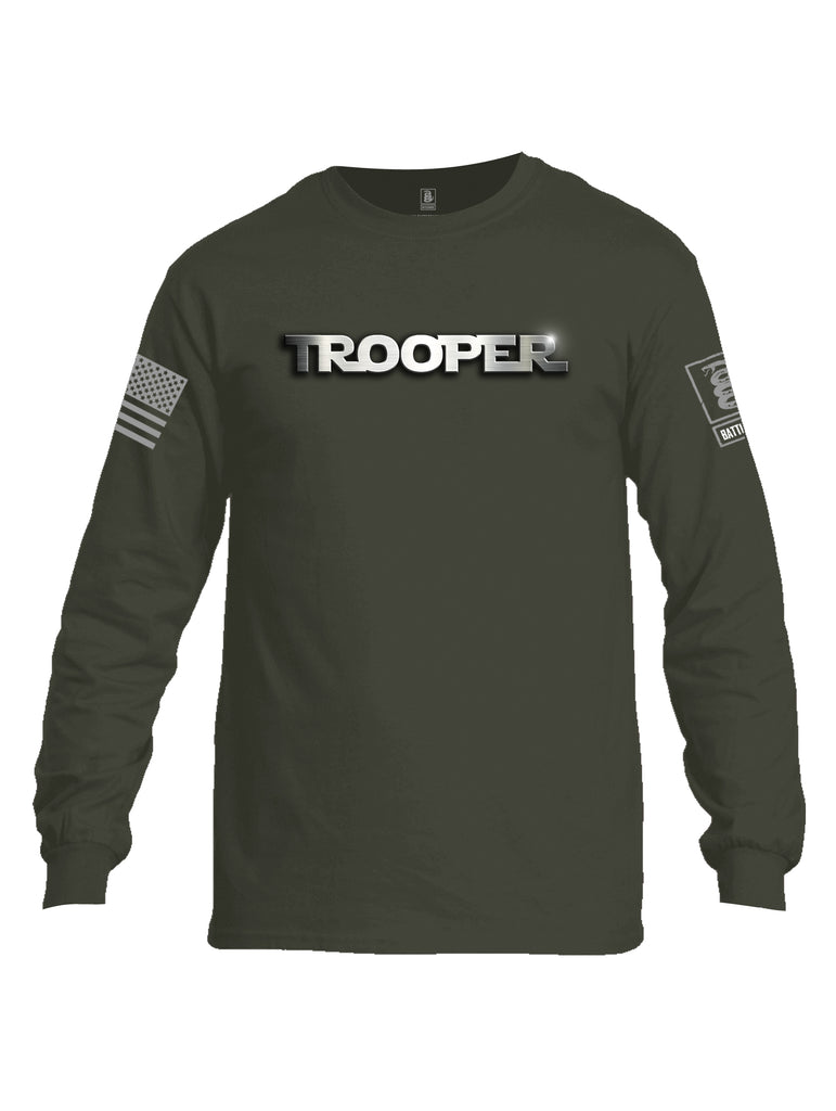 Battleraddle Trooper Grey Sleeve Print Mens Cotton Long Sleeve Crew Neck T Shirt