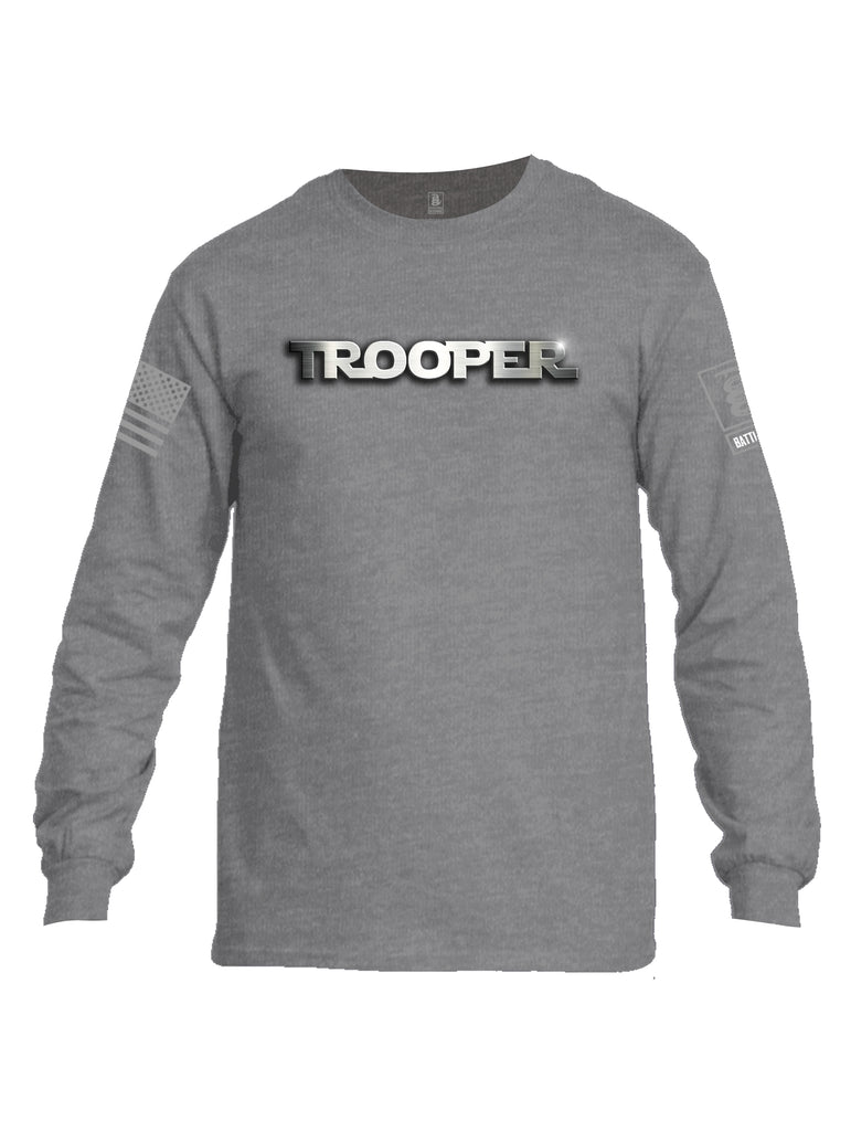 Battleraddle Trooper Grey Sleeve Print Mens Cotton Long Sleeve Crew Neck T Shirt