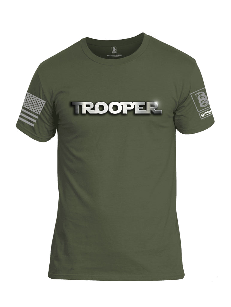 Battleraddle Trooper Grey Sleeve Print Mens Cotton Crew Neck T Shirt