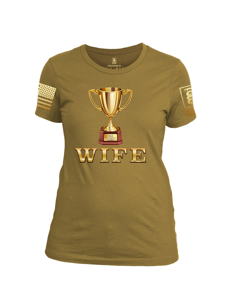 Battleraddle The Best Wife Valentines Brass Sleeve Print Womens Cotton Crew Neck T Shirt