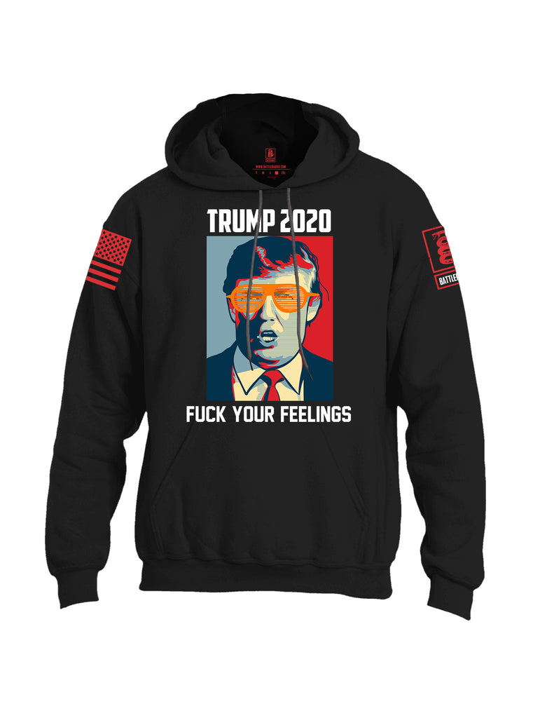 Battleraddle Trump 2020 Fuck Your Feelings Red Sleeve Print Mens Blended Hoodie With Pockets