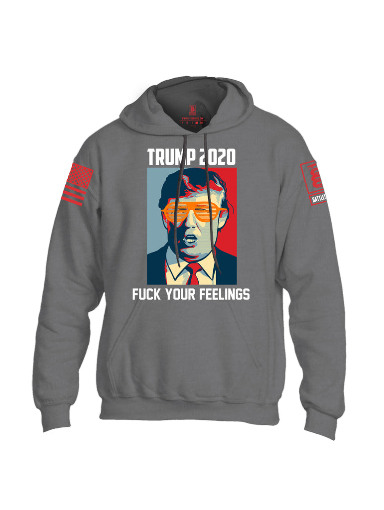 Battleraddle Trump 2020 Fuck Your Feelings Red Sleeve Print Mens Blended Hoodie With Pockets