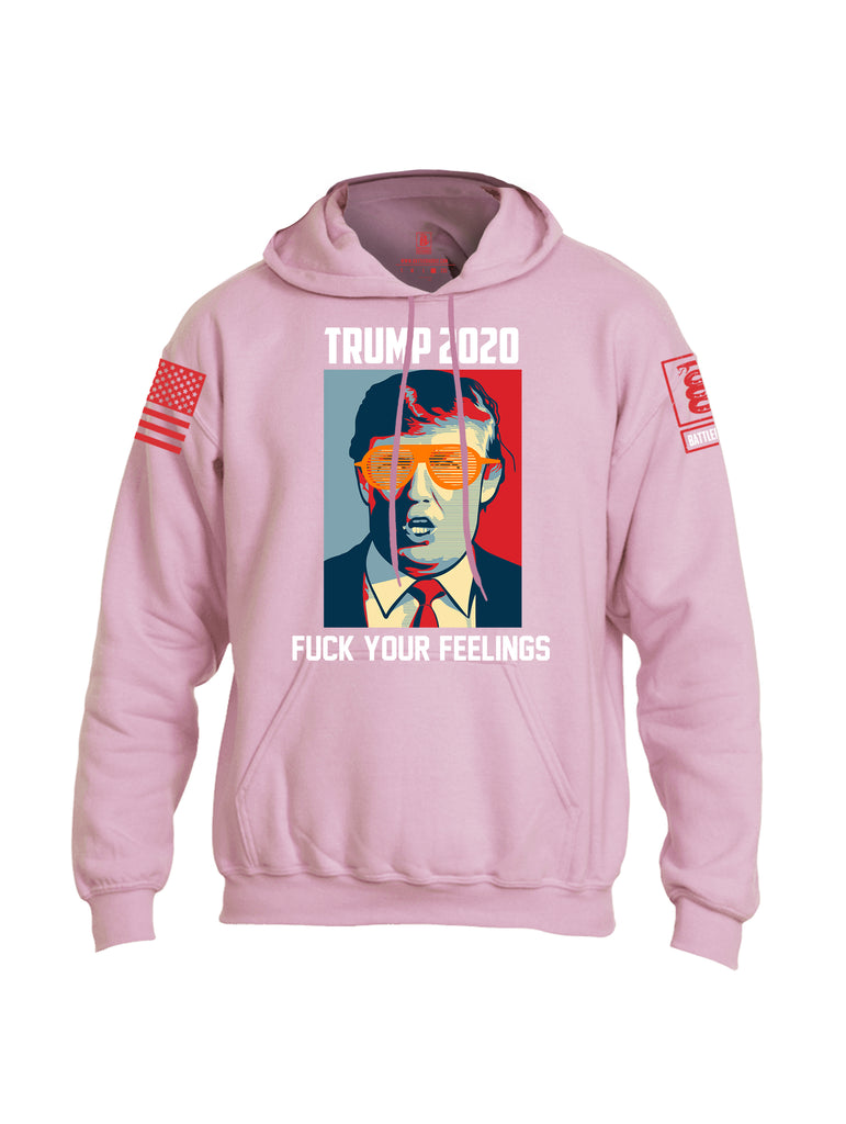 Battleraddle Trump 2020 Fuck Your Feelings Red Sleeve Print Mens Blended Hoodie With Pockets