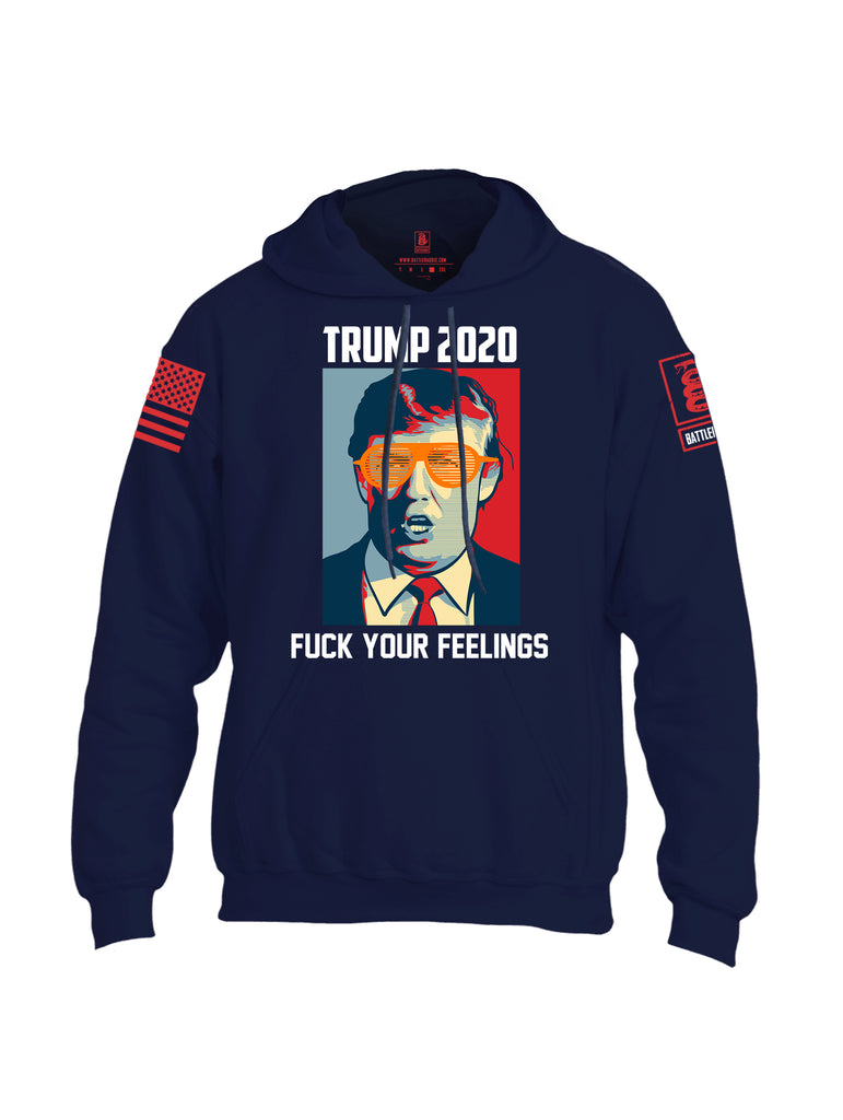 Battleraddle Trump 2020 Fuck Your Feelings Red Sleeve Print Mens Blended Hoodie With Pockets