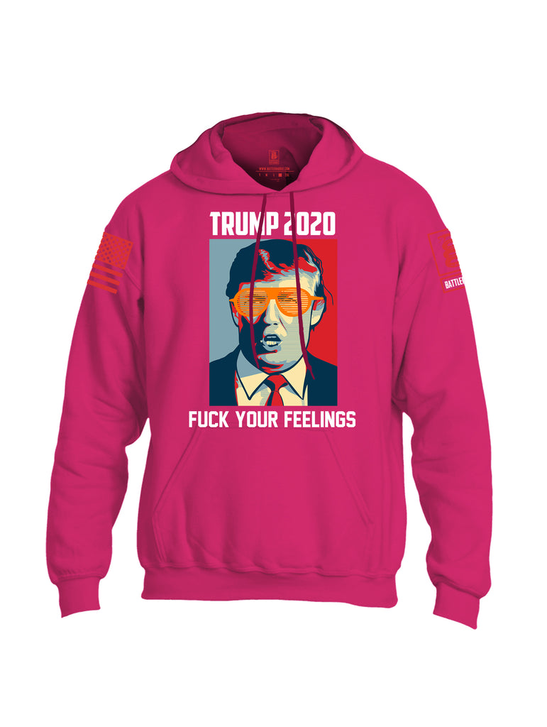 Battleraddle Trump 2020 Fuck Your Feelings Red Sleeve Print Mens Blended Hoodie With Pockets