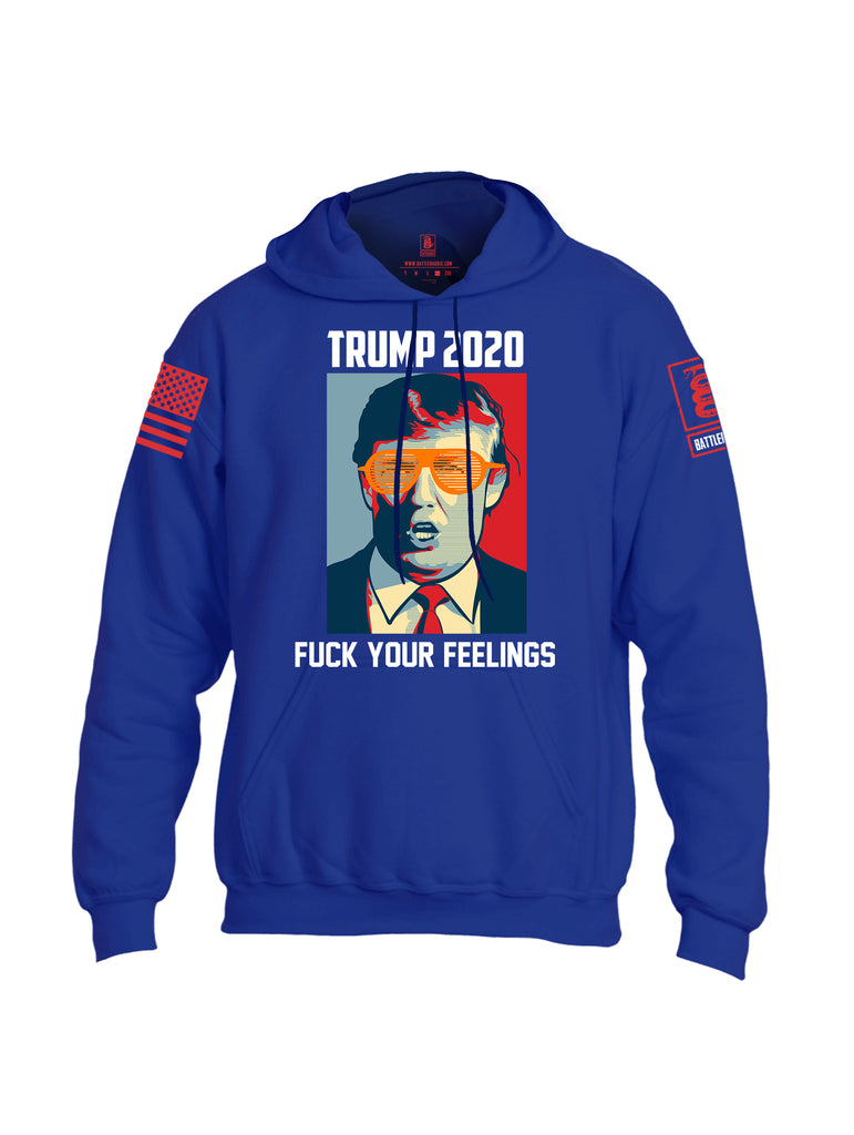 Battleraddle Trump 2020 Fuck Your Feelings Red Sleeve Print Mens Blended Hoodie With Pockets