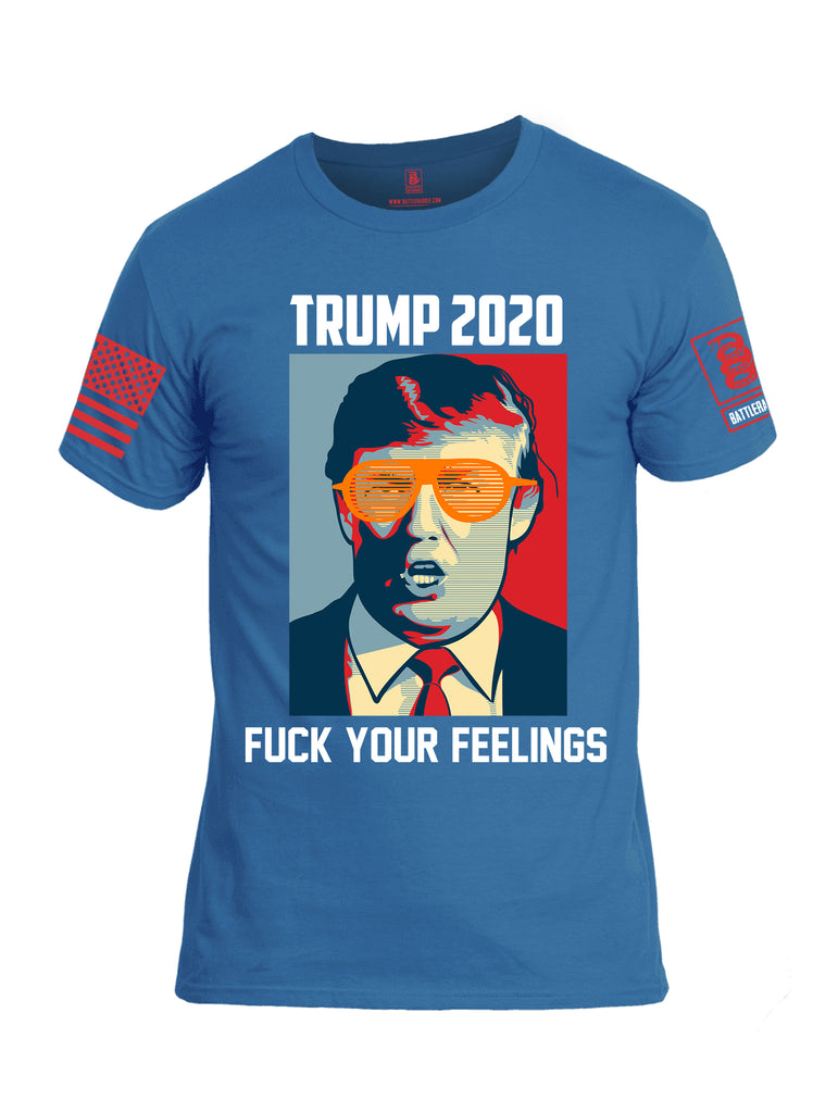 Battleraddle Trump 2020 Fuck Your Feelings Red Sleeve Print Mens 100% Battlefit Polyester Crew Neck T Shirt