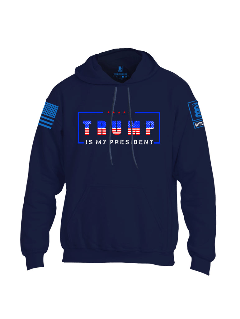Battleraddle Trump Is My President Blue Sleeve Print Mens Blended Hoodie With Pockets