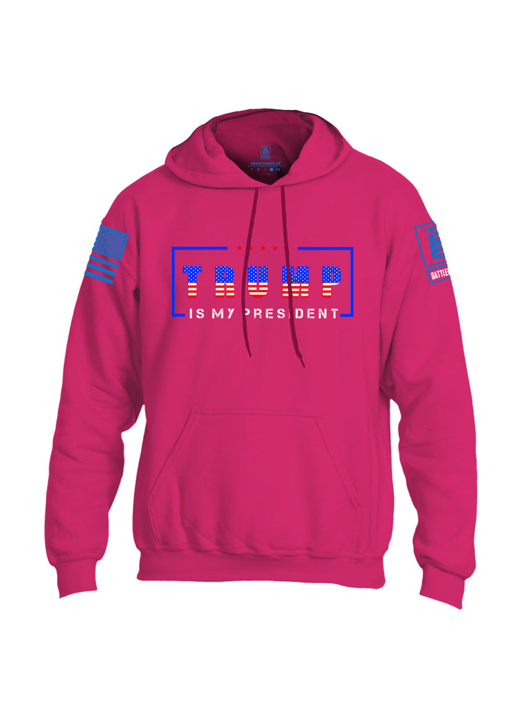 Battleraddle Trump Is My President Blue Sleeve Print Mens Blended Hoodie With Pockets