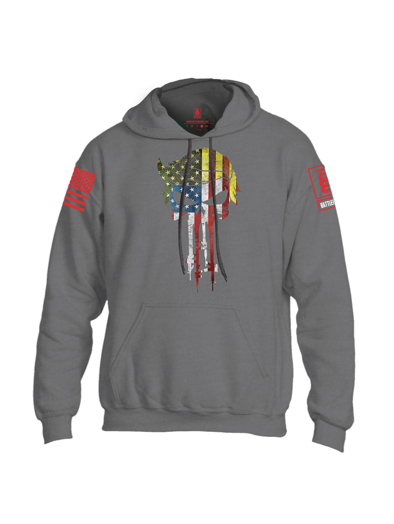 Battleraddle Trump Punisher USA Flag Red Sleeve Print Mens Blended Hoodie With Pockets
