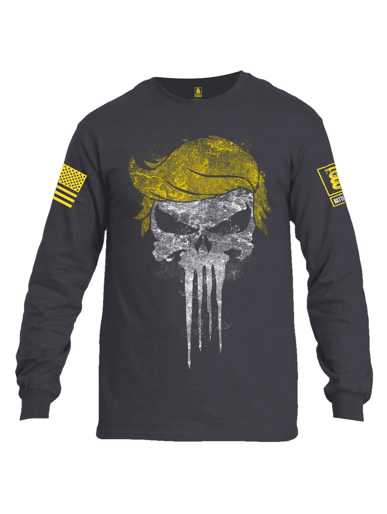 Battleraddle Mr. President The Punisher Yellow Sleeve Print Mens Cotton Long Sleeve Crew Neck T Shirt