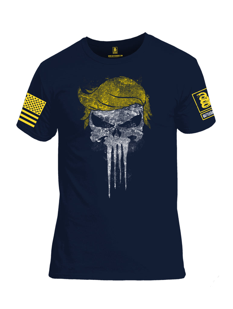 Battleraddle Mr. President The Punisher Yellow Sleeve Print Mens 100% Battlefit Polyester Crew Neck T Shirt