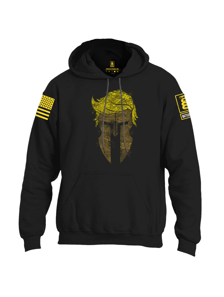 Battleraddle Trump Spartan Helm Yellow Sleeve Print Mens Blended Hoodie With Pockets