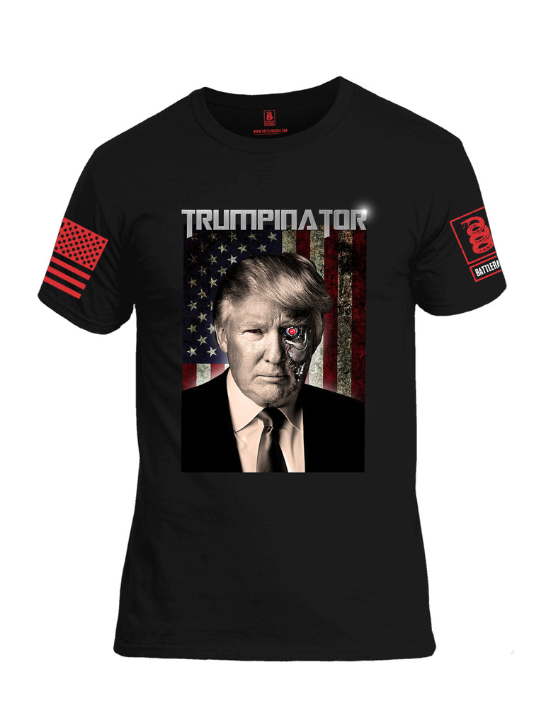 Battleraddle Trumpinator Red Sleeve Print Mens Cotton Crew Neck T Shirt