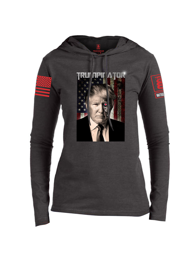 Battleraddle Trumpinator Red Sleeve Print Womens Thin Cotton Lightweight Hoodie