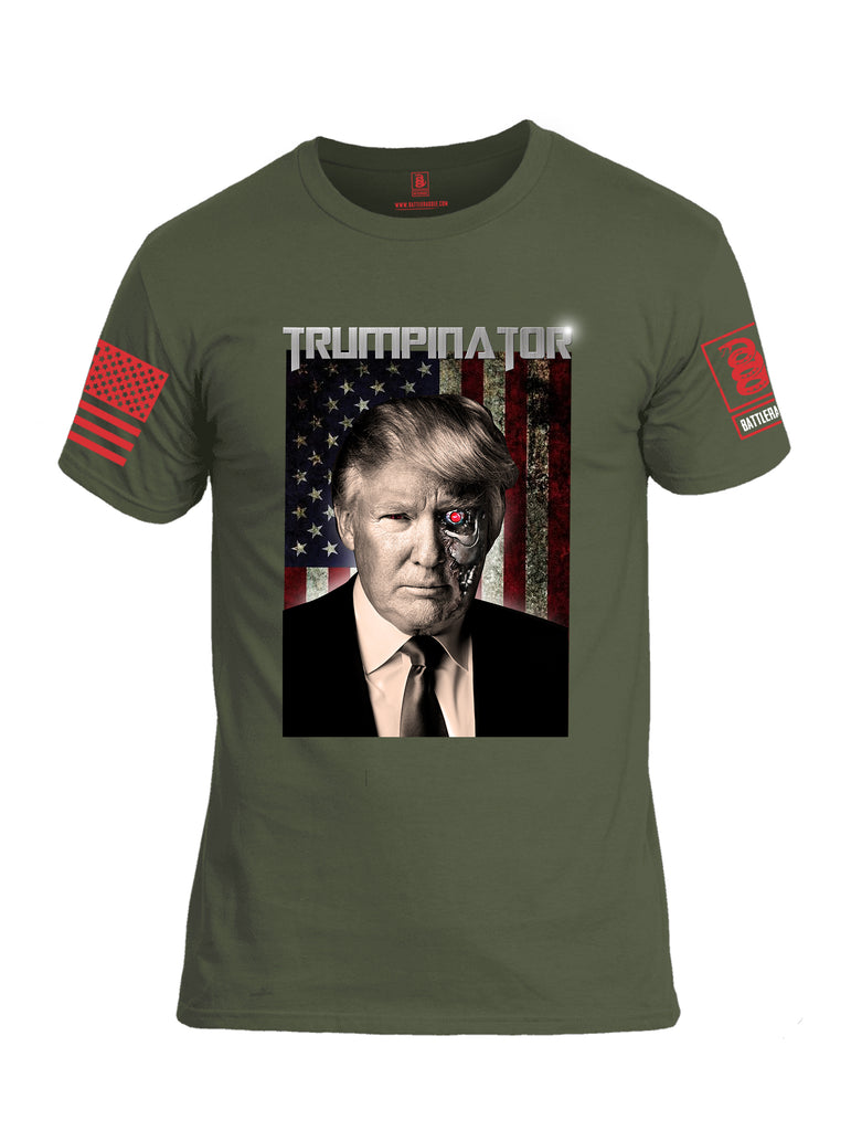 Battleraddle Trumpinator Red Sleeve Print Mens Cotton Crew Neck T Shirt