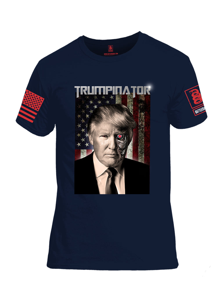 Battleraddle Trumpinator Red Sleeve Print Mens Cotton Crew Neck T Shirt