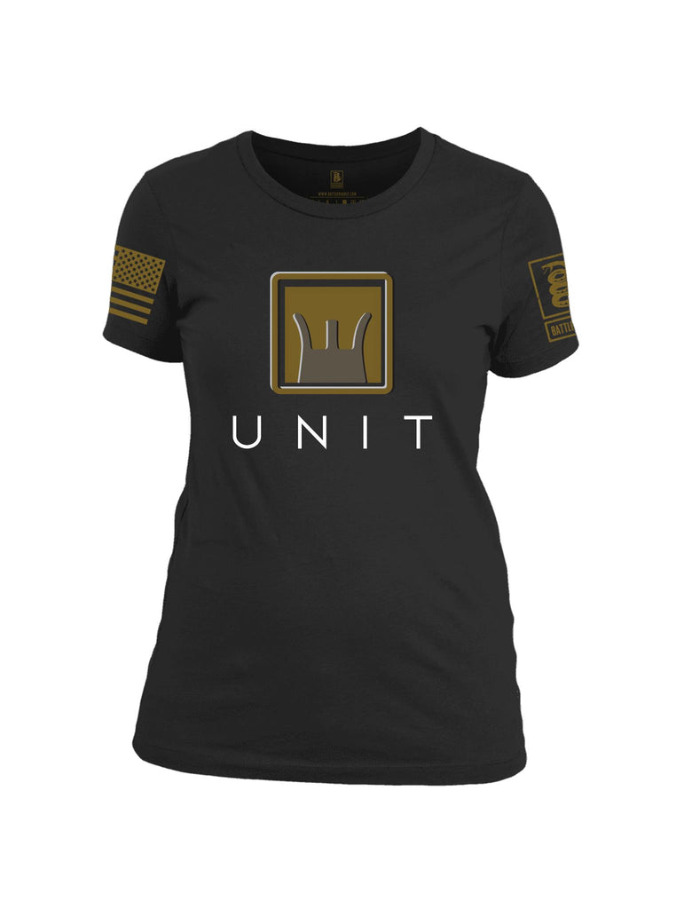 Battleraddle UNIT V2 Gold Sleeve Print Womens Cotton Crew Neck T Shirt