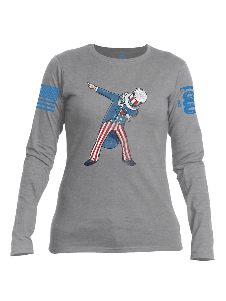 Battleraddle Uncle Sam Dab Blue Sleeve Print Womens Cotton Long Sleeve Crew Neck Sweatshirt