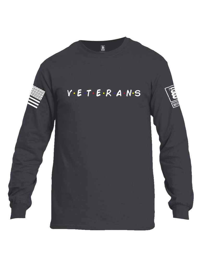 Battleraddle Veterans White Sleeve Print Mens Cotton Long Sleeve Crew Neck T Shirt