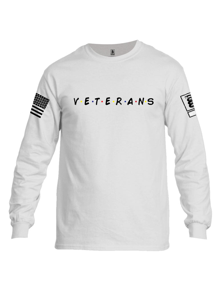 Battleraddle Veterans White Sleeve Print Mens Cotton Long Sleeve Crew Neck T Shirt