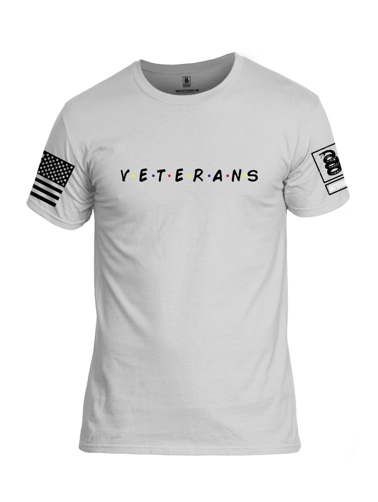 Battleraddle Veterans White Sleeve Print Mens Cotton Crew Neck T Shirt
