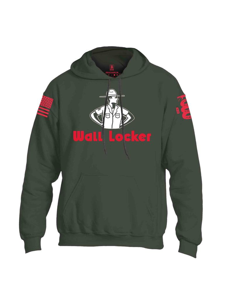 Battleraddle Wall Locker Red Sleeve Print Mens Blended Hoodie With Pockets