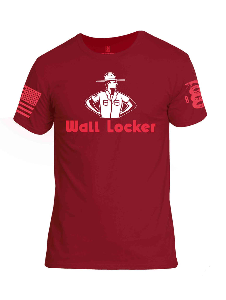 Battleraddle Wall Locker Red Sleeve Print Mens Cotton Crew Neck T Shirt